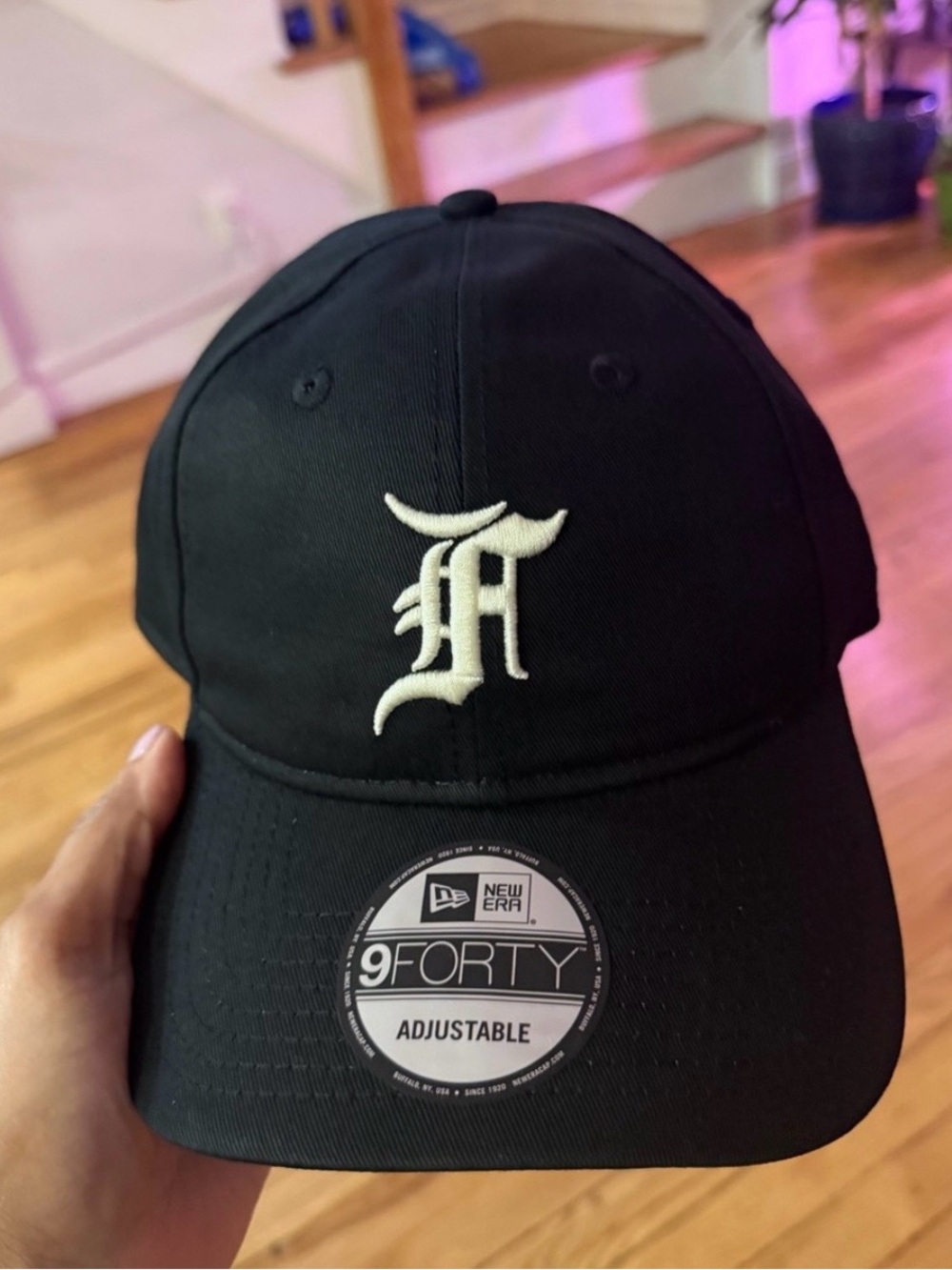 Fear of God Black Adjustable Strapback Cap with Embossed Logo